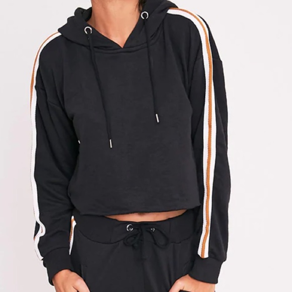 PrettyLittleThing Black Side Stripe Hoodie